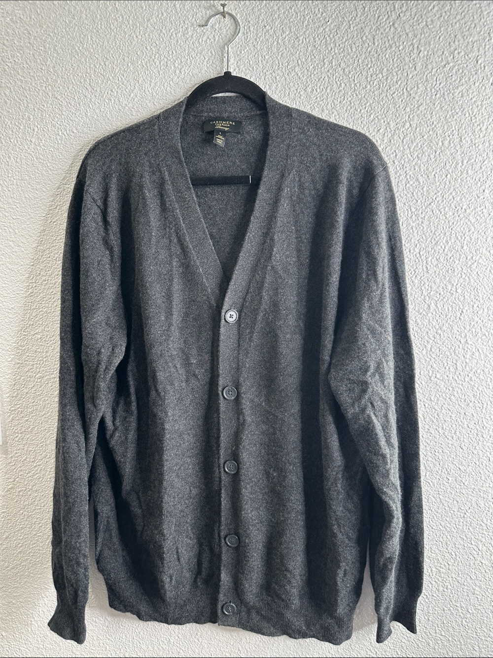 Clab room cashmere Charcoal Gray Open Cardigan Sweaters size L